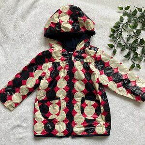 Old Navy Toddler Rain Jacket 18-24M Polka Dot Hooded Waterproof Fair Used